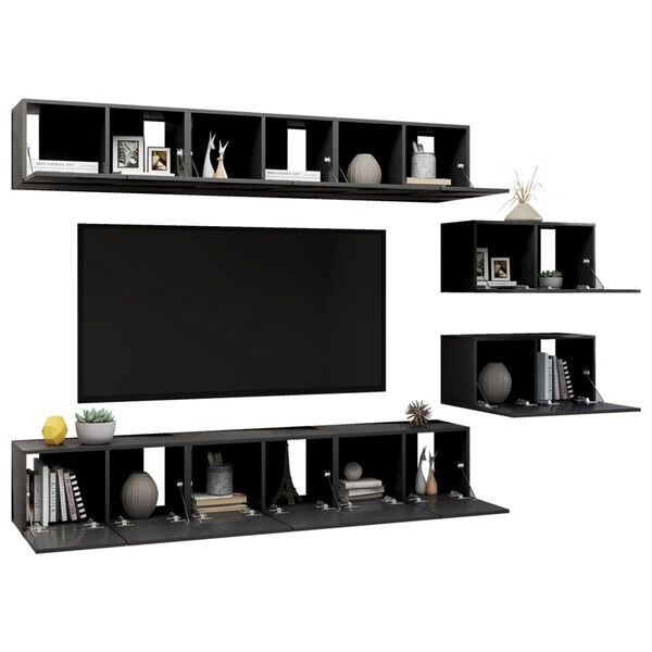 vidaXL TV Cabinets 8 pcs Grey Engineered Wood
