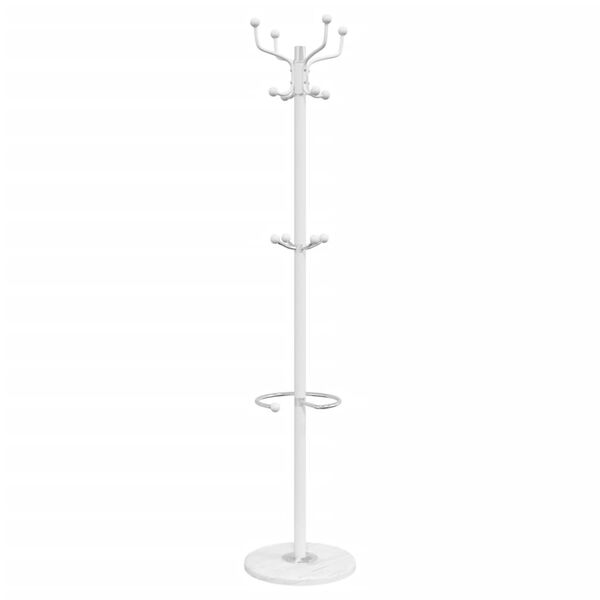 vidaXL Coat Stand with Umbrella Holder White 180 cm Powder-coated Iron