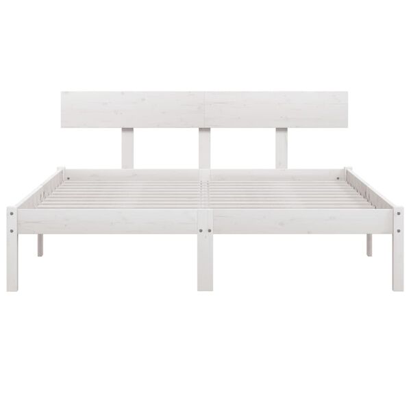 vidaXL Bed Frame without Mattress White Solid Wood 160x200 cm