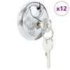 vidaXL Discus Locks with Keys 12 pcs Silver 6 x 2.3 x 6 cm