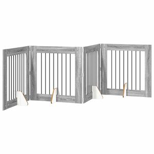 vidaXL Foldable Dog Gate with Stands 4 pcs Grey Sonoma 321 cm