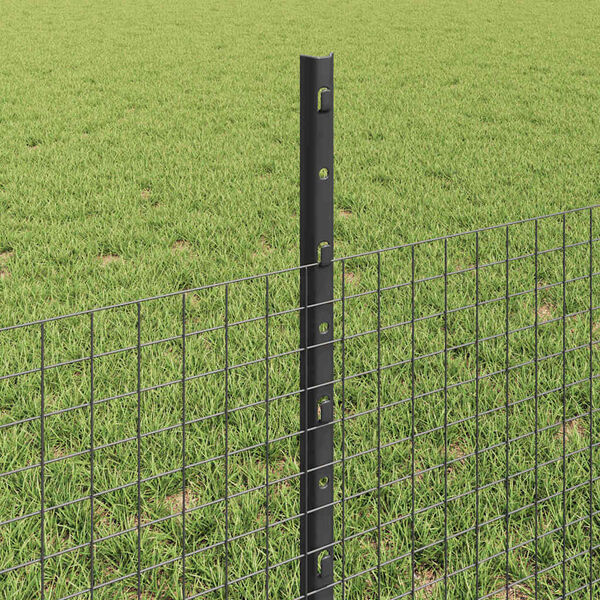 vidaXL Fence with Post Grey 0.5 x 10 m Steel