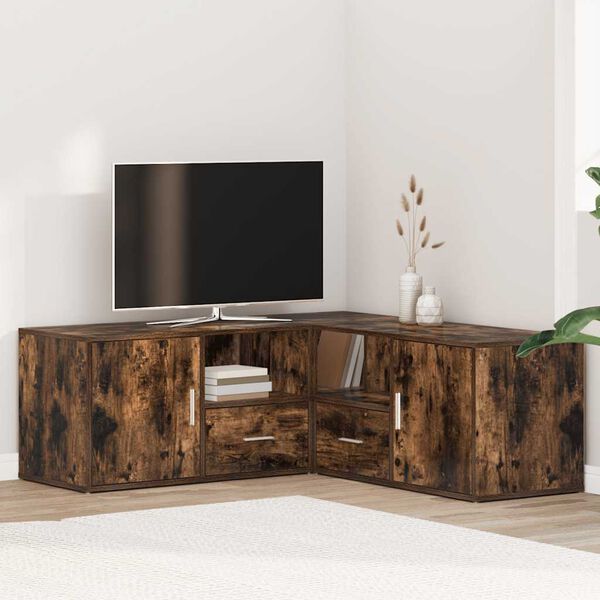 vidaXL Corner Cabinet Smoked Oak 200x40x45 cm Engineered Wood