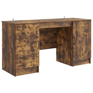 vidaXL Desk Smoked Oak 142.5 x 50 x 75 cm Engineered Wood