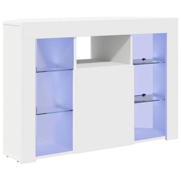 vidaXL Corner LED TV Cabinet White 100x40x68cm Engineered Wood