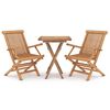 vidaXL 3 Piece Garden Dining Set Solid Wood Teak