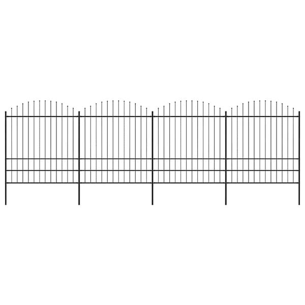 vidaXL Garden Fence with Spear Top Steel 714.5x200 cm Black