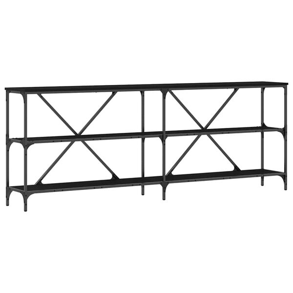 vidaXL Console Table Black Oak 200 x 30 x 75 cm Engineered Wood