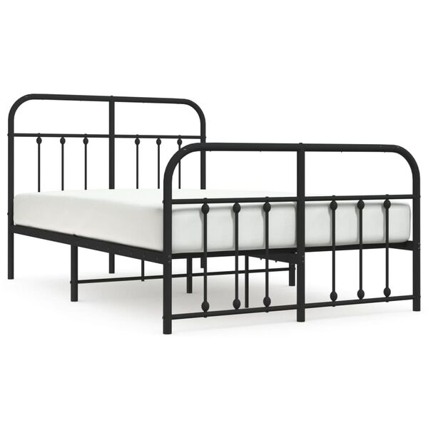 vidaXL Metal Bed Frame without Mattress with Footboard Black 120x200cm