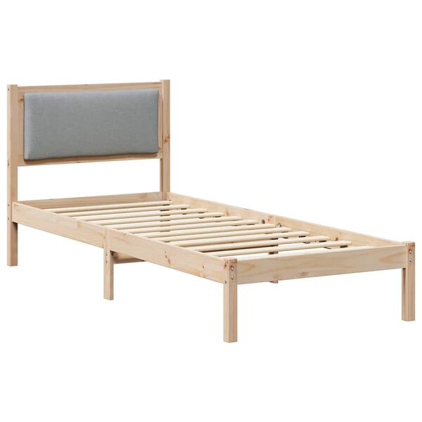 vidaXL Bed Frame with Headboard Light Grey 80 x 200 cm Solid Pine Wood