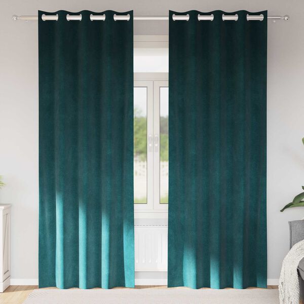 vidaXL Blackout Curtains 2 pcs Dark Green 140 x 245 cm Velvet