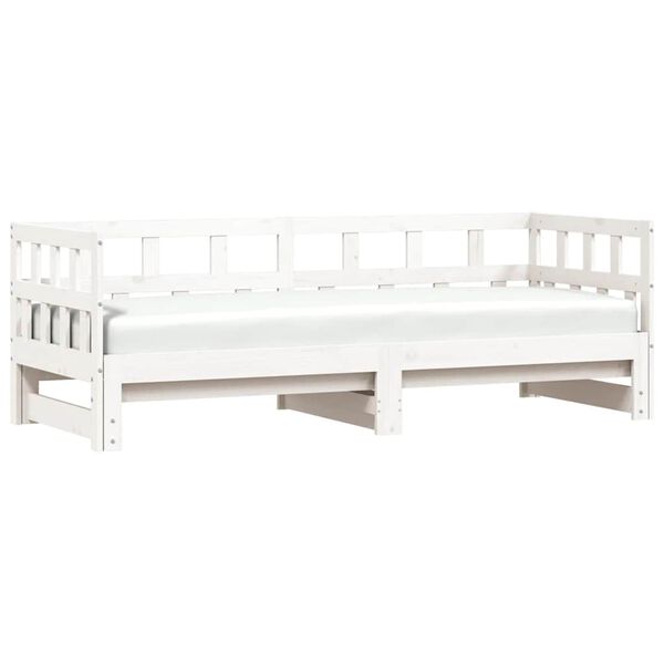vidaXL Daybed with Trundle without Mattress White 80x200 cm Solid Wood