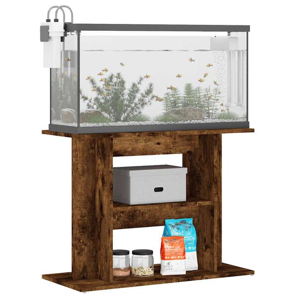 vidaXL Aquarium Stand Smoked Oak 80x35x60 cm Engineered Wood