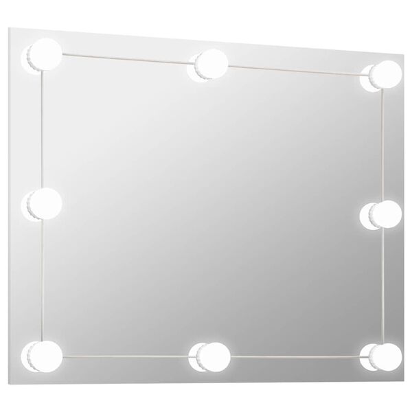 vidaXL Wall Frameless Mirror with LED Lights Rectangular Glass