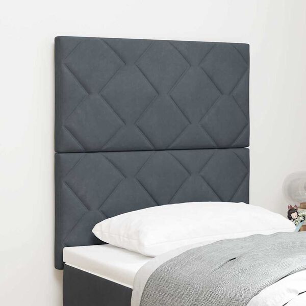 vidaXL LED Headboard with Headboard Dark Grey 80 cm Faux Leather