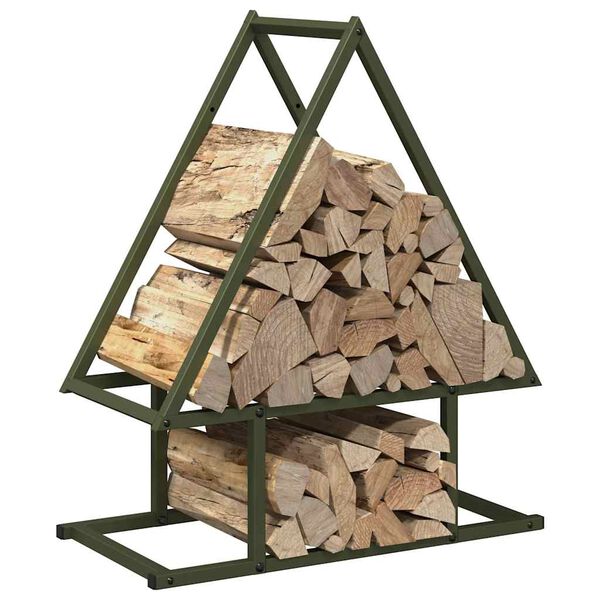 vidaXL Firewood Rack Olive Green 50x25x60 cm Cold-rolled steel