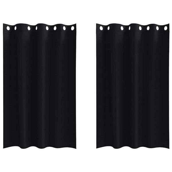 vidaXL Blackout Curtains with Rings 2 pcs Black 175 x 140 cm Polyester