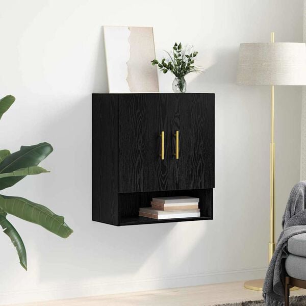 vidaXL Wall Cabinet Black oak 60 x 31 x 70 cm Engineered wood