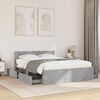 vidaXL Bed Frame with Headboard without Mattress Concrete Grey 140x190 cm