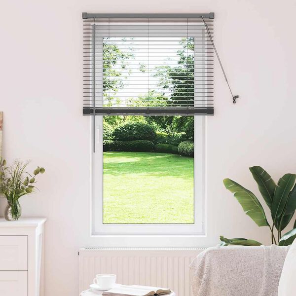vidaXL Window Blind with Curtains Manual Dark grey Aluminium