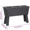 vidaXL Garden Raised Bed with Legs and 3 Pots 72x25x50 cm Poly Rattan Black