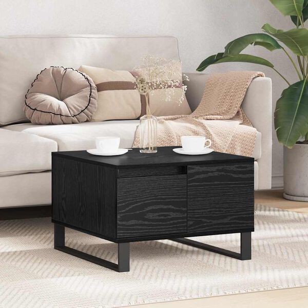 vidaXL Coffee Table Black Oak 55 x 55 x 36.5 cm Engineered Wood