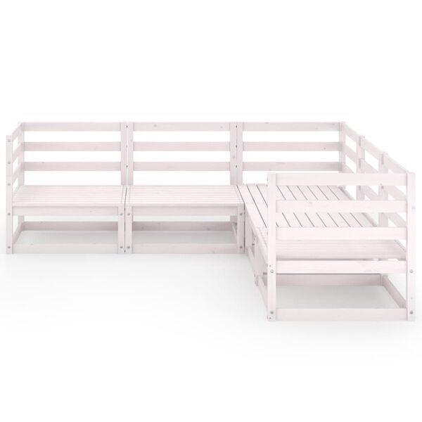 vidaXL 5 Piece Garden Lounge Set White Solid Wood Pine