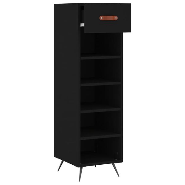 vidaXL Shoe Cabinet Black 30x35x105 cm Engineered Wood