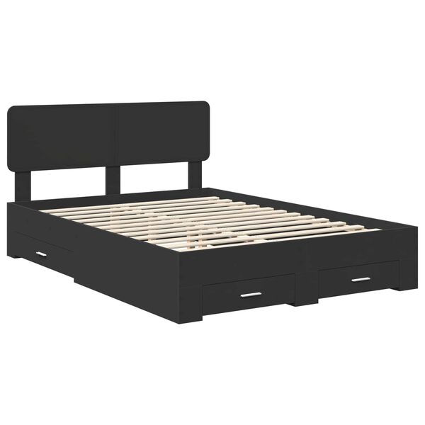vidaXL Bed Frame with Headboard Black 160 x 200 cm Engineered Wood