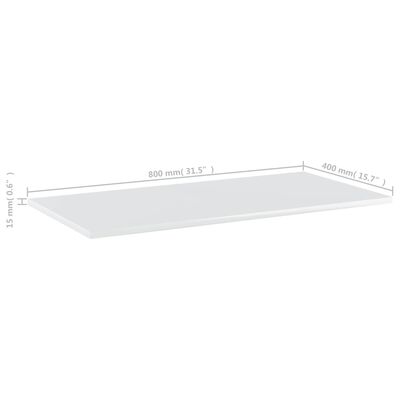 vidaXL Bookshelf Boards 8 pcs High Gloss White 80x40x1.5 cm Engineered Wood