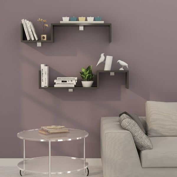 Homemania Wall Shelf Set Angel 95.4x19.5x19.5 cm Anthracite