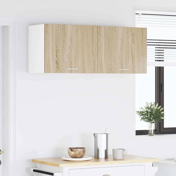 vidaXL Hanging Cabinet 2 pcs Sonoma Oak and White 50 x 31 x 40 cm