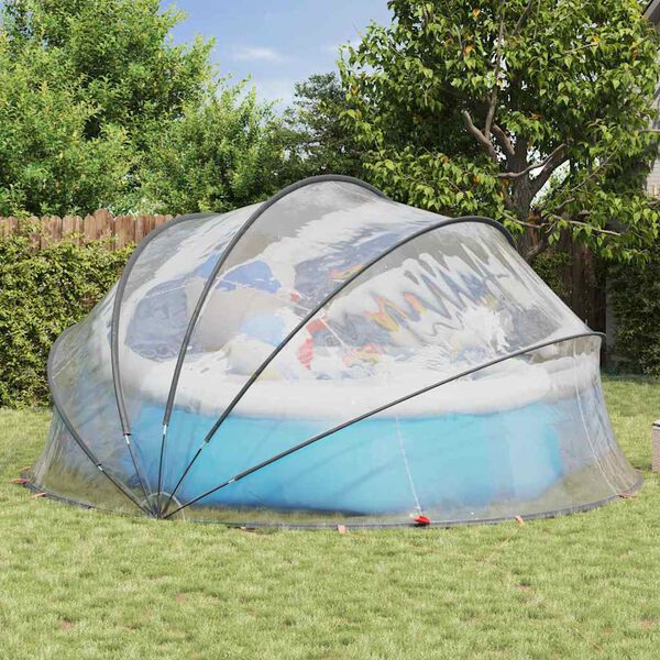 vidaXL Pool Dome Folding Manual Transparent 472 x 460 x 229 cm PVC