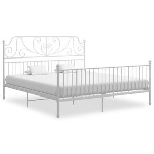 vidaXL Bed Frame without Mattress White Metal 200x200 cm