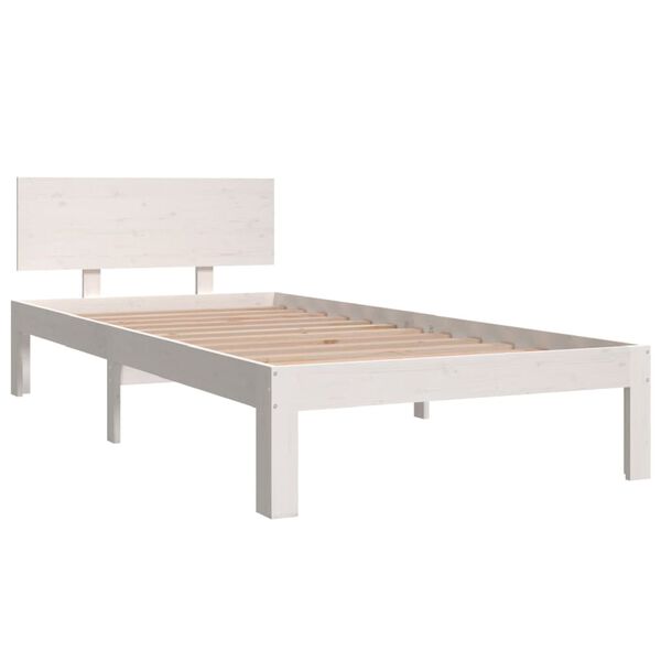 vidaXL Bed Frame without Mattress White Solid Wood Pine 90x200cm