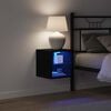 vidaXL LED Wall Bedside Cabinet with Black Engineered Wood