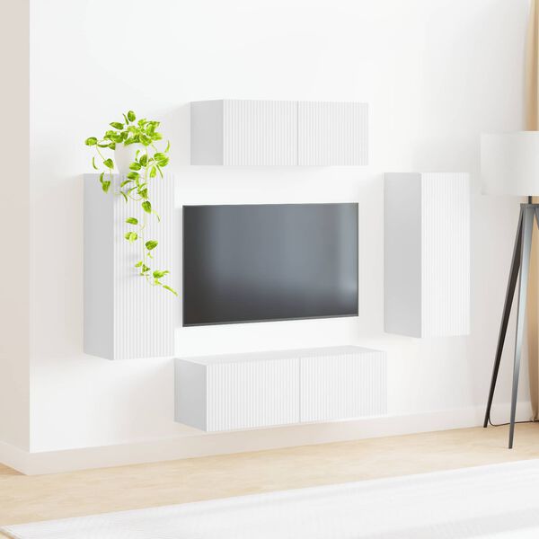 vidaXL TV Cabinet Set 4 pcs White Engineered Wood