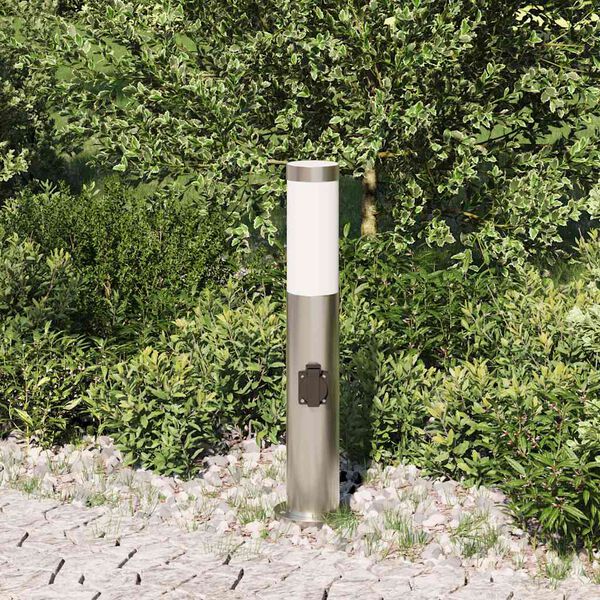 vidaXL Bollard Light with Outlet 50 cm Stainless Steel IP44
