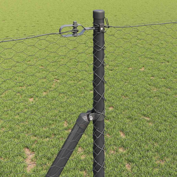 vidaXL Fence Post Grey 10 x 1.4 m (25 mm mesh) Steel and PVC