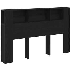 vidaXL Headboard Cabinet with Shelf Black Oak 160 x 18.5 x 102.5 cm