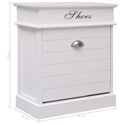 vidaXL Shoe Cabinet White 50x28x58 cm Paulownia Wood
