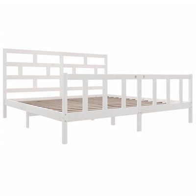 vidaXL Bed Frame White Solid Wood Pine 180x200 cm Super King Size
