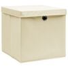 vidaXL Storage Boxes with Lid 10 pcs Cream 32x32x32 cm Fabric