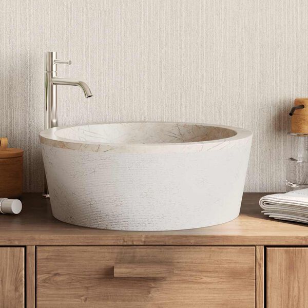 vidaXL Sink Cream &Oslash;40x15 cm Marble
