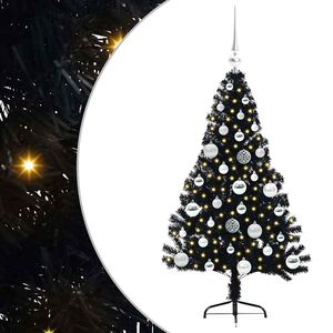 vidaXL Artificial Pre-lit Christmas Tree Black 120 cm PVC