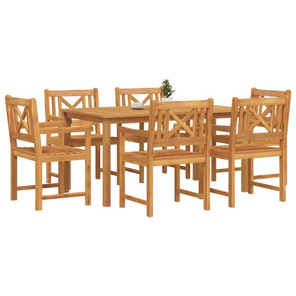 vidaXL Garden Dining Set 7 pcs Brown Solid Acacia Wood