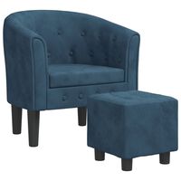 vidaXL Tub Chair with Footstool Dark Blue Velvet