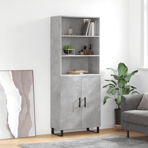 vidaXL Highboard Concrete Grey 69.5x34x180 cm Engineered Wood