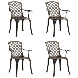 vidaXL Garden Chairs 4 pcs Cast Aluminium Bronze