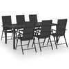 vidaXL 7 Piece Garden Dining Set Black